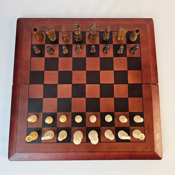 Wooden Travel Chess, Checkers & Backgammon Game - Picture 6 of 8